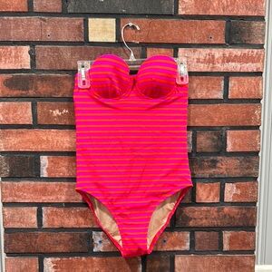 J.crew Pink and Orange Striped Swimsuit